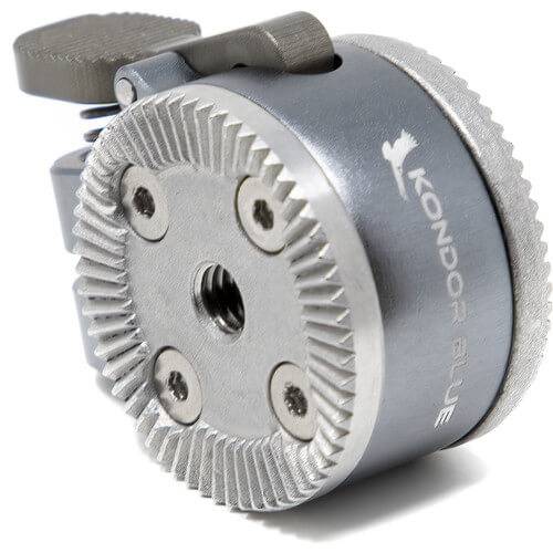 Kondor Blue Quick Release Rosette Module with push button, right side view, used for camera rig stabilization and quick attachment. – image 2