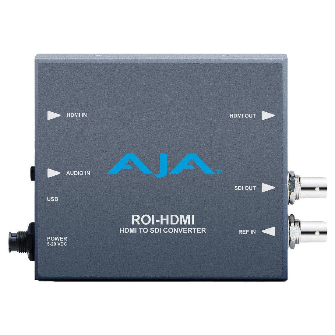 AJA ROI HDMI to SDI scan converter front view showing HDMI input port and control buttons on the device. – image 2