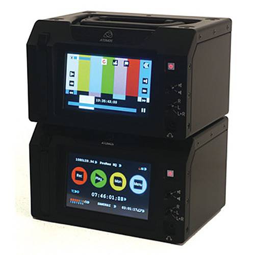 Atomos Ronin Duo video recorder, player, and monitor stacked side view showing its dual-screen design and professional interface. – image 2