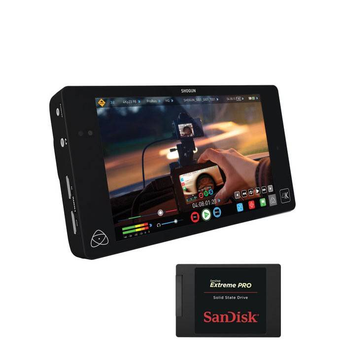 Atomos Shogun 4K HDMI and 12G-SDI video monitor with 7-inch display, bundled with 240GB storage for professional video recording. – image 2