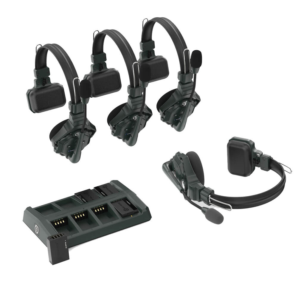 Hollyland Solidcom C1-4S wireless intercom system with four headsets for clear full duplex communication. – image 1