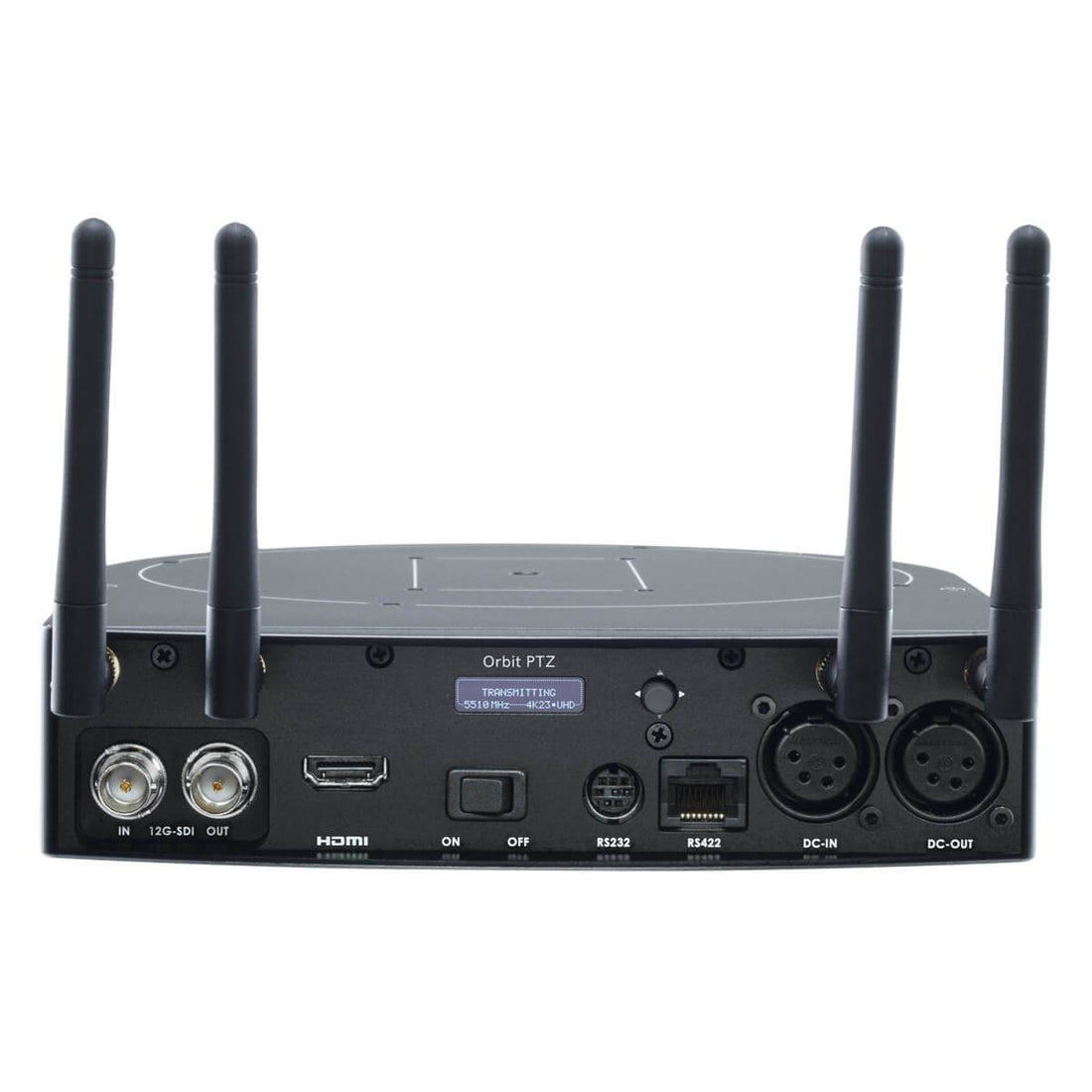 Back view of Teradek Orbit PTZ HD wireless transmission kit showing connectors and control ports on the production equipment. – image 2