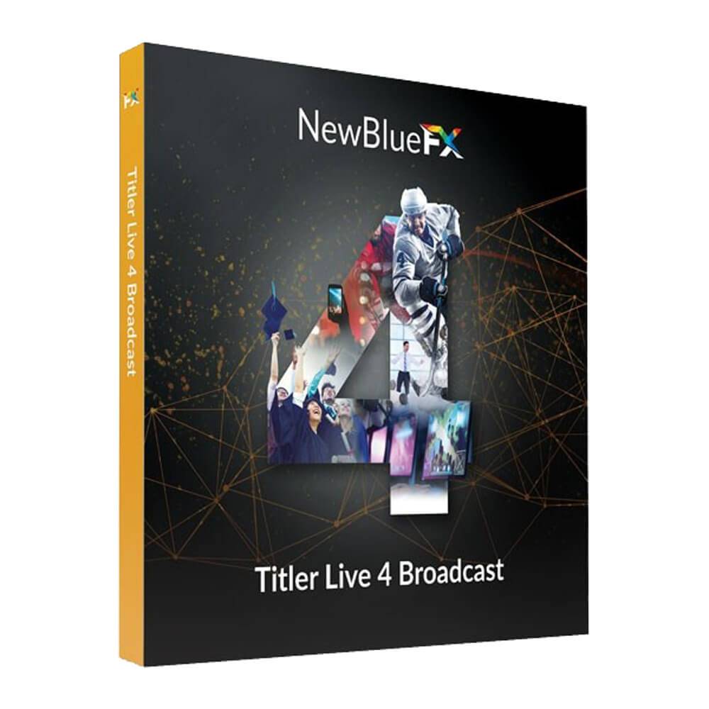 NewBlueFX Titler Live 4 Broadcast live graphic software interface showing customizable on-screen titles and graphics for broadcast. – image 1