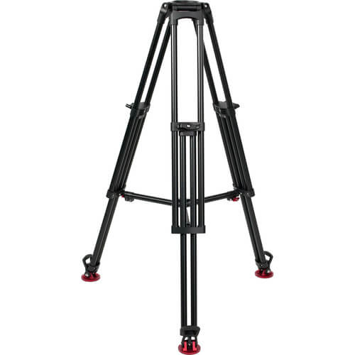 OZEN 100AL1HD 100mm single-stage heavy-duty tripod for video cameras, front view showing sturdy metal construction and adjustable legs. – image 1