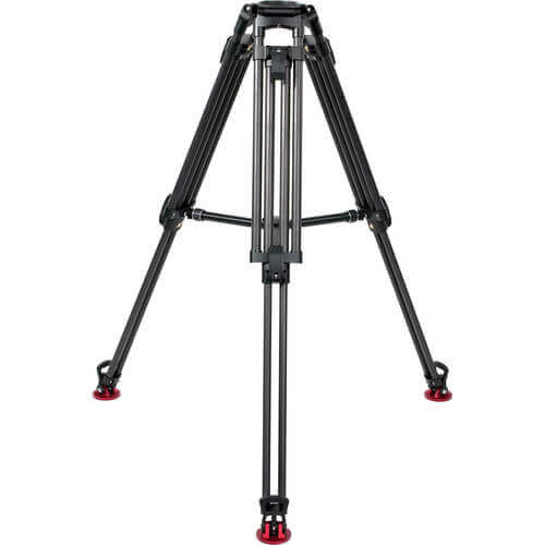 OZEN 100CF2HD 100mm 2-stage heavy-duty tripod for video cameras, showcasing sturdy build and adjustable height. – image 1