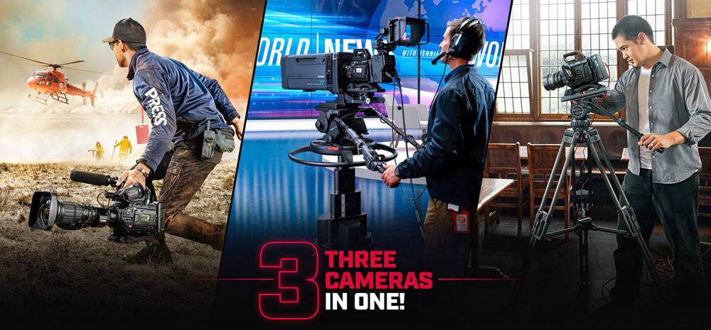 Three Blackmagic Design URSA Broadcast G2 cameras with professional broadcast lenses and accessories. – image 4