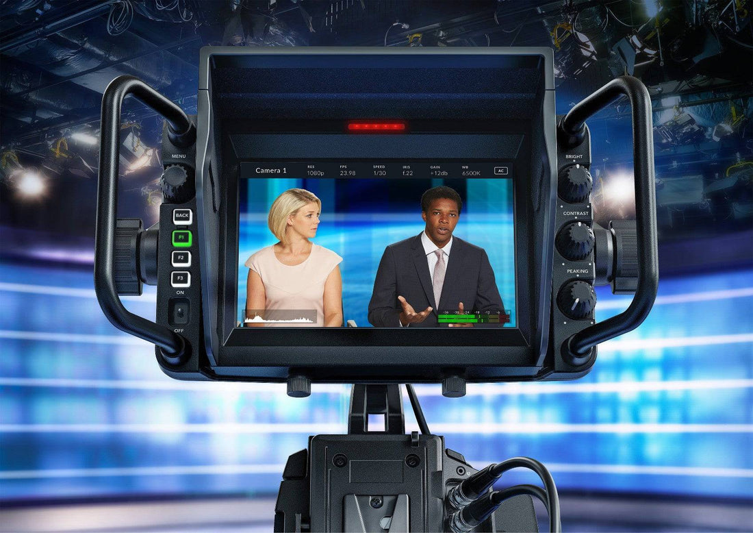 Blackmagic Design URSA Studio Viewfinder attached to a professional camera, showing rear view with focus on the viewfinder display. – image 5