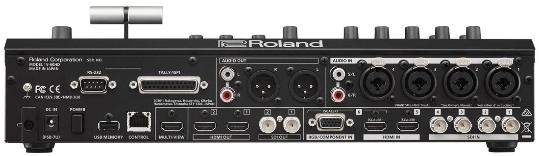 Rear view of the Roland V-60HD Multi-Format HD Video Switcher showing input ports and control panel for professional video switching. – image 7