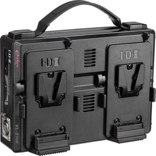Side view of IDX System Technology VL-2PLUS 2-channel Li-ion V-mount battery charger for video cameras. – image 2