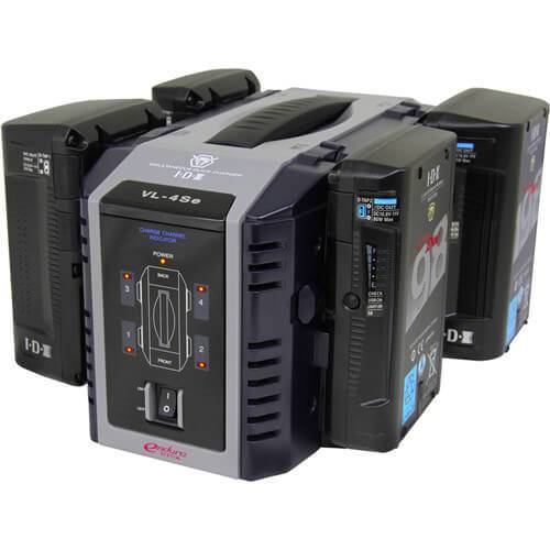 IDX System Technology VL-4Se 4-channel Li-ion V-mount battery charger for video cameras, shown from the top. – image 2