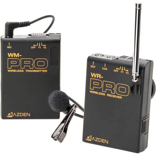 Azden WLX-PRO+i VHF camera-mount wireless omnidirectional lavalier microphone system for smartphones, front view. – image 2