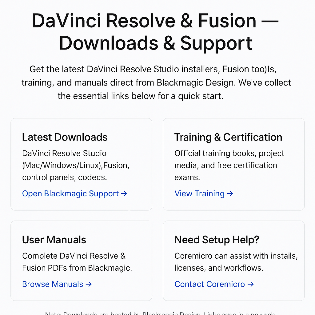 DaVinci Resolve and Fusion Download and Support