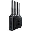 Teradek Bolt 4K 1500 wireless receiver with 12G-SDI and HDMI ports mounted on V-mount for professional video production equipment.
