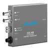 AJA 12G-AM-R 8-channel AES audio embedder/disembedder with single LC fiber receiver for professional video conversion.