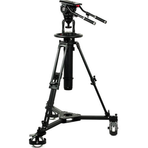 OZEN 20PED40 100mm AGILE 20 E-Z LOAD Tripod System with PED40 Pedestal for video cameras, shown with tripod and pedestal setup. – image 1