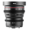 Meike 25mm T2.2 manual focus cinema lens for Fujifilm X mount with sleek design and smooth focus ring.