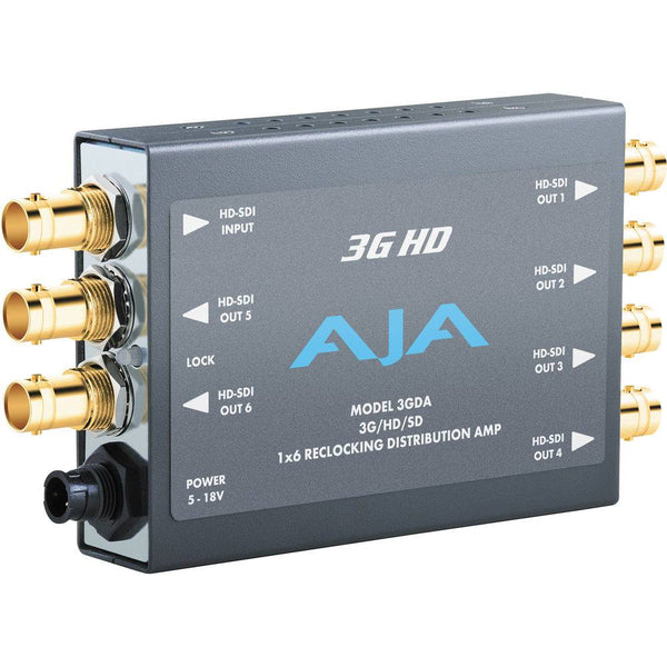 AJA 3GDA 1x6 3G/HD/SD-SDI Re-Clocking Distribution Amplifier for video signal distribution and re-clocking. – image 1