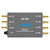 AJA 3GM HD-SDI Mini Converter showing front view with SDI input and output ports for professional video conversion.