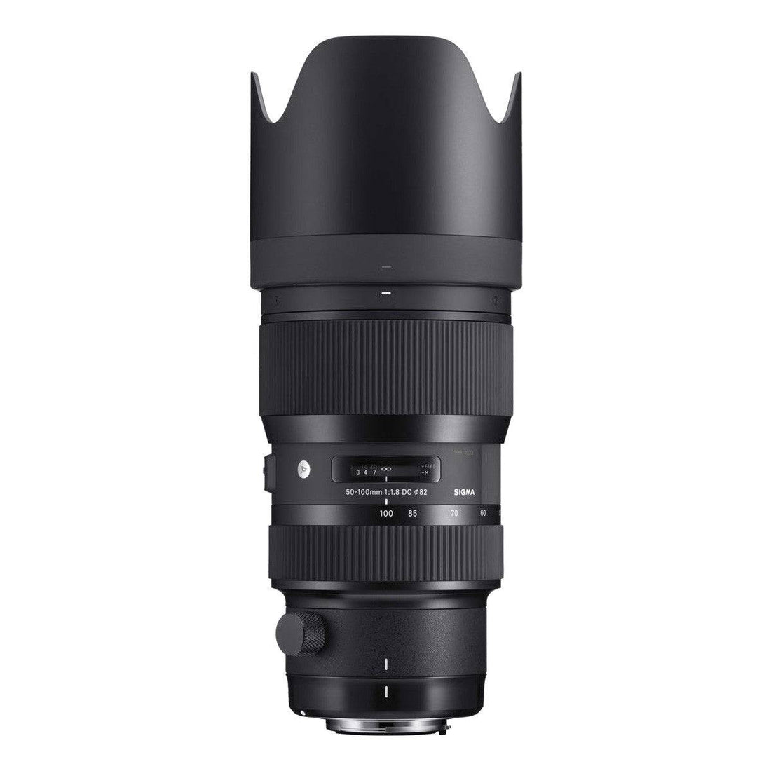 Sigma 50-100mm f/1.8 DC HSM Art Lens for Canon EF with a sleek black design, showcasing the front view and lens elements. – image 2