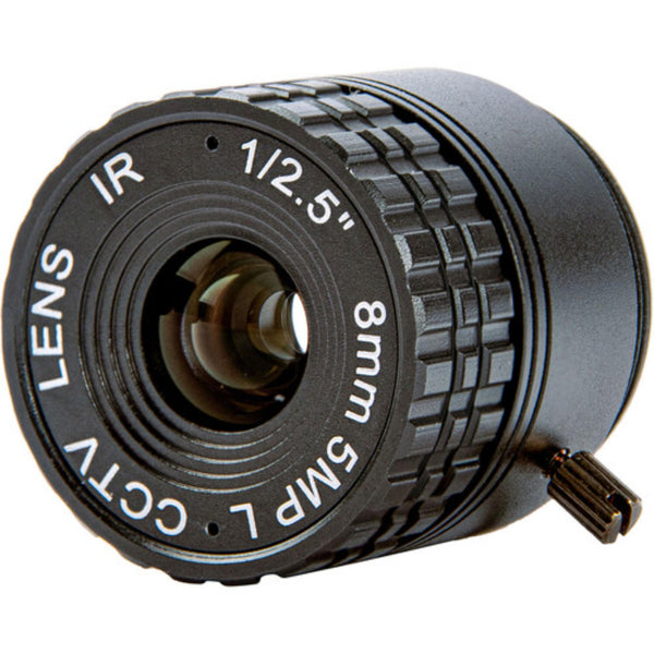 AIDA Imaging CS-8.0F 8mm 5MP lens for cameras, front view showing compact design and lens glass for high-resolution imaging. – image 1