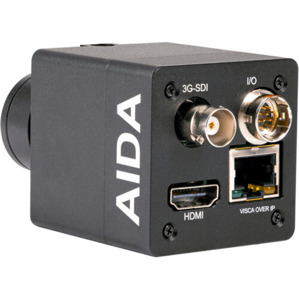 Rear view of AIDA Imaging GEN3G-IPC-200 Full HD 3G-SDI HDMI POV camera with IP control, showcasing connectivity ports and compact design. – image 2