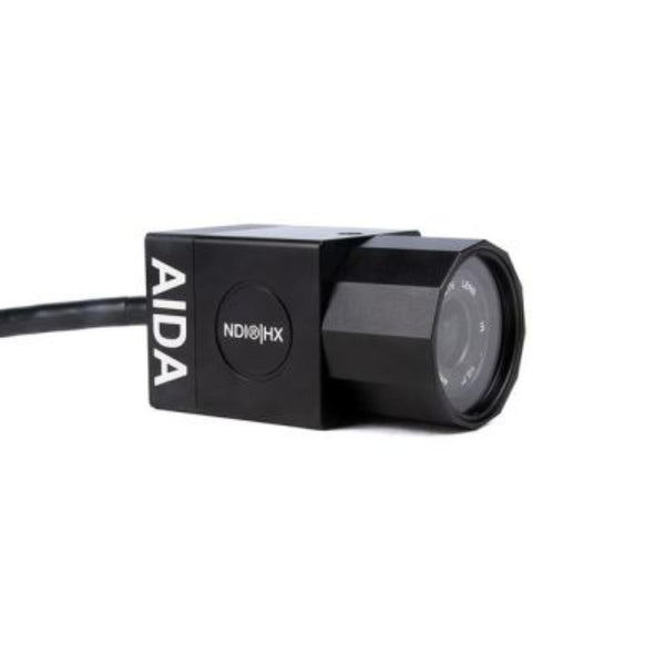 AIDA Imaging Full HD NDI HX weatherproof POV camera with IP67 rating, side view showing compact, rugged design for multi-purpose use. – image 1
