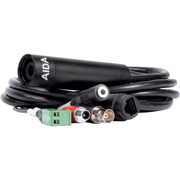 AIDA Imaging HD3G-IPC-MINI full HD 3G-SDI POV camera with IP control and cable view showing compact multi-purpose camera setup – image 1