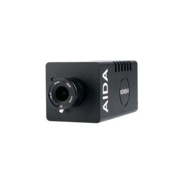 AIDA Imaging HD3G-NDI-200 full HD NDI|HX/IP/SRT/3G-SDI PoE POV camera front view with lens and control panel visible – image 1