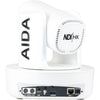 Rear view of AIDA Imaging 4K NDI|HX PTZ camera with 12x optical zoom, white color, designed for conference and live streaming.