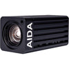 AIDA Imaging 4K 6G-SDI POV camera with 20x optical zoom, side view showing compact multi-purpose design and lens.