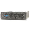 AJA DRM2-PLUS-A1 active 3RU rack shelf frame with single power supply, shown from the side view, in a professional equipment setup.