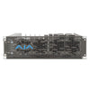 AJA DRM2-PLUS-A2 active 3RU mini-converter frame with redundant power supply mounted on a rack shelf.