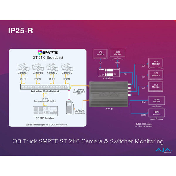 AJA IP25-R 4K SMPTE ST 2110 to 12G-SDI/HDMI Converter Workflow – image 5