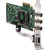 AJA KONA 1-T 3G-SDI 2K capture and playback card shown from front right angle, featuring multiple SDI and input/output ports.
