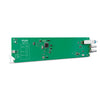 AJA openGear OG-FiDO-R-12G-ST fiber to 12G-SDI receiver with single mode ST connector, front right view.