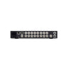 Rear view of Blackmagic Design ATEM 1 M/E Constellation 4K video switcher showing input/output ports and control panel.