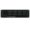 Blackmagic Design ATEM 4 M/E Constellation IP Plus video switcher rear view showing input/output ports and control interface.