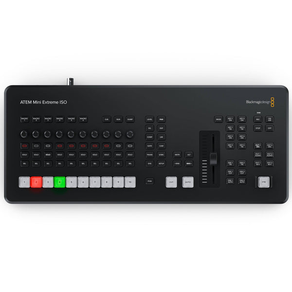 Blackmagic Design ATEM Mini Extreme ISO G2 video switcher with multiple control buttons and input ports on the front panel. – image 2