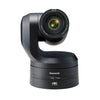 Panasonic AW-UE150AKPJ UHD 4K 20x PTZ camera in black, front view showcasing lens and camera body features