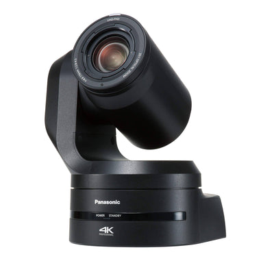 Panasonic AW-UE150AKPJ UHD 4K 20x PTZ camera in black, showing the professional-grade camera with zoom lens and control features