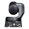 Rear view of the Panasonic AW-UE150AKPJ UHD 4K 20x PTZ camera in black, showing connection ports and controls.