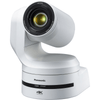 Panasonic AW-UE150A UHD 4K 20x PTZ camera in white, showing close-up of lens and camera body with mounting options