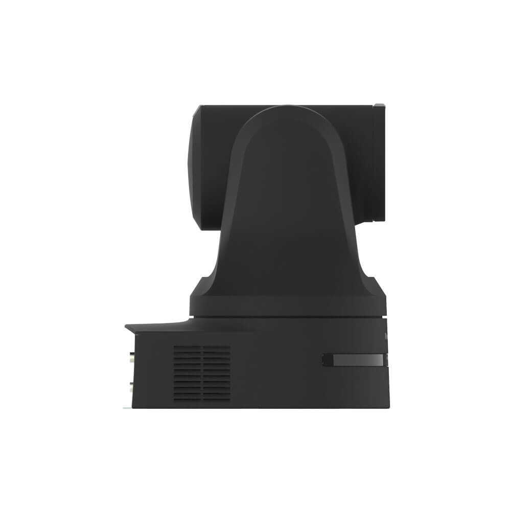 Panasonic AW-UE160K UHD 4K 20x PTZ camera shown from the side, black professional video camera with zoom lens. – image 4