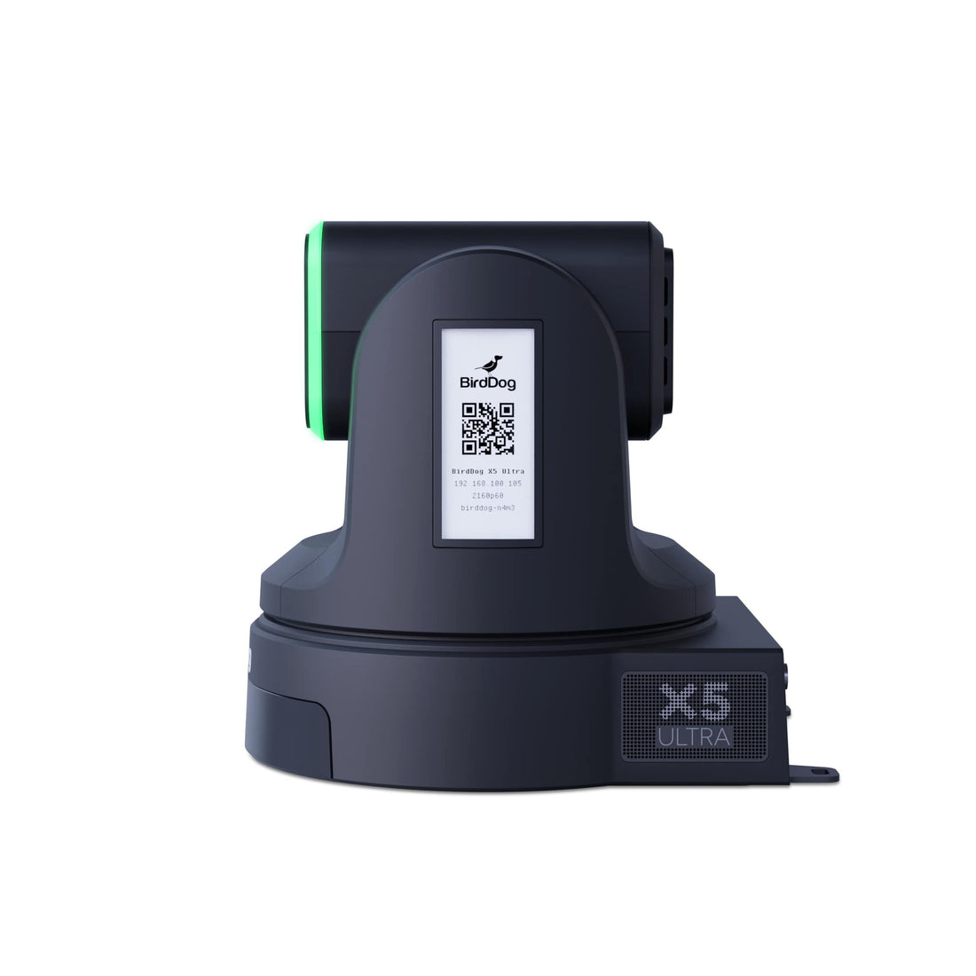 BirdDog X5 Ultra 20x 4K PTZ camera in black, showing the left side with zoom lens and sleek design. – image 2