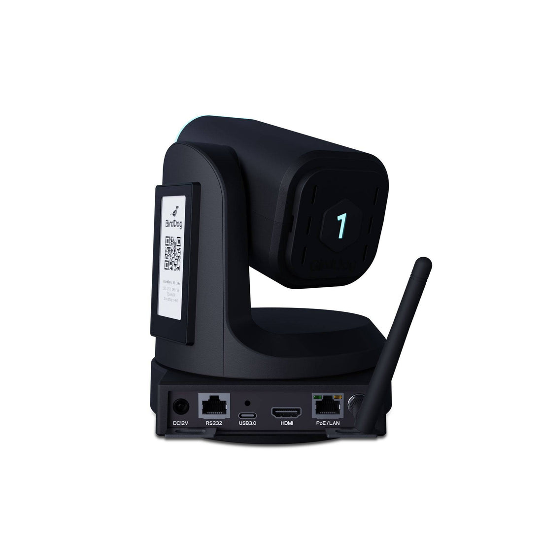 BirdDog X1 30x NDI PTZ camera shown from the back, featuring tilt function and 30x optical zoom for high-quality video production. – image 3