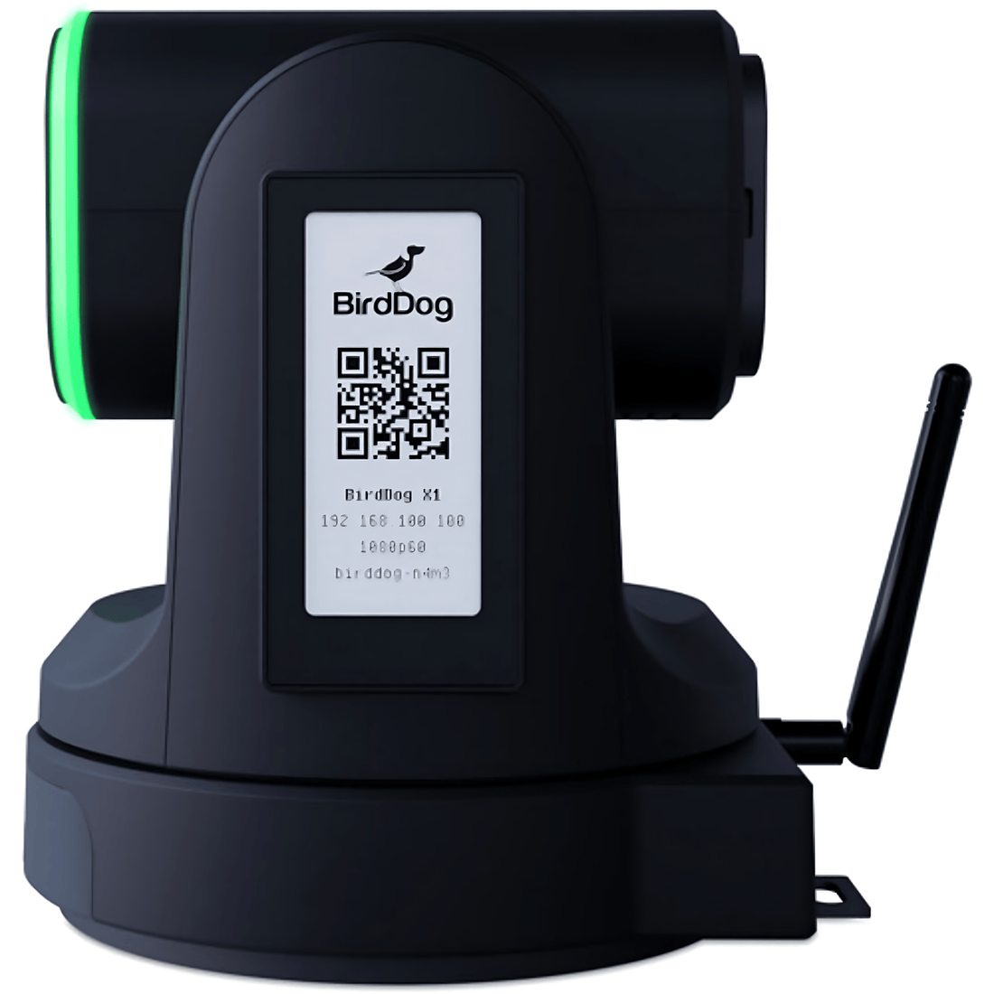 BirdDog X1 20x HD PTZ camera in black showing left side with zoom lens and camera controls. – image 4