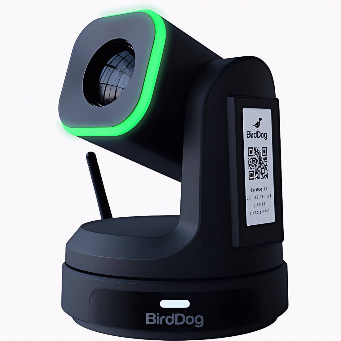 BirdDog X1 20x HD PTZ camera in black showing up-close view with lens and controls on the left side. – image 1