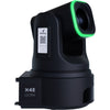 BirdDog X4E Ultra 20x 4K PTZ camera in black with AI tracking, shown from upper right side, designed for high-quality video recording