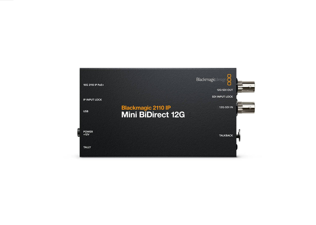 Blackmagic Design Blackmagic 2110 IP Mini BiDirect 12G IP converter with top view showing ports and compact design. – image 2
