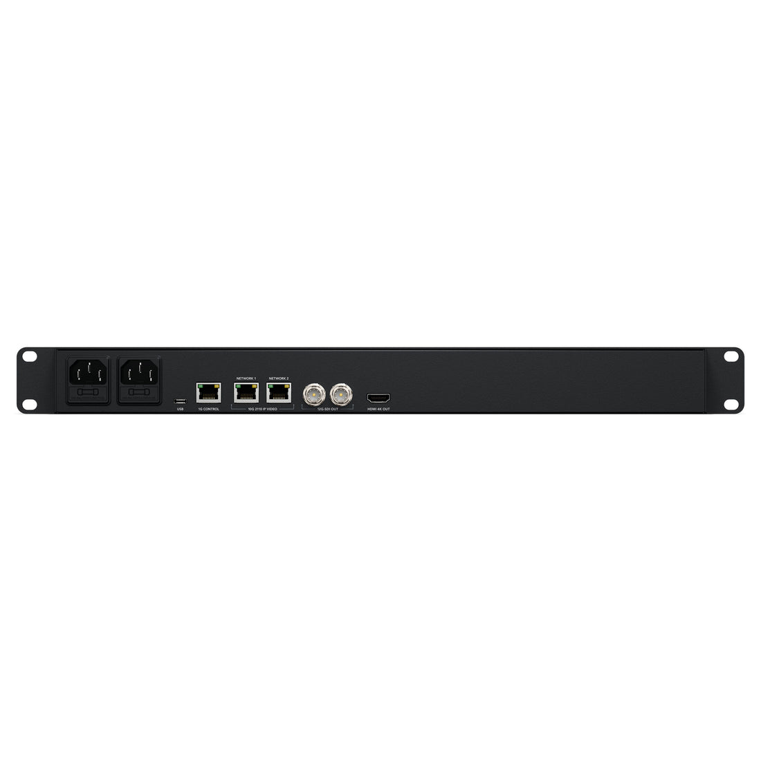 Rear view of Blackmagic Design Blackmagic ATEM Monitoring Rack Panel 20 control panel with various connection ports. – image 2